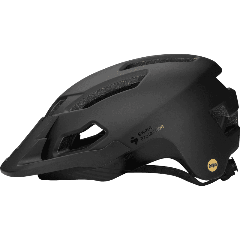 Side view of the Sweet Protection Dissenter Mips Helmet in Matte Black with visible MIPS badge on the shell.