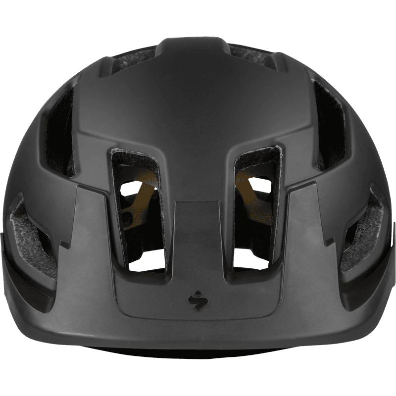 Front view of the Sweet Protection Dissenter Mips Helmet in Matte Black showing front vents and MIPS.