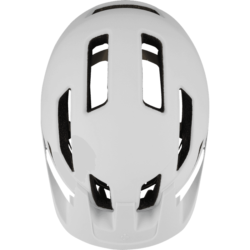 Top view of the Sweet Protection Dissenter Mips Helmet in Matte White showing ventilation channels and MIPS.