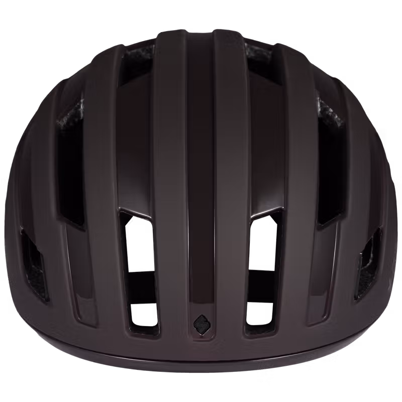 Front view of the matte Burnt Brown Sweet Protection Outrider Mips helmet, a versatile and highly ventilated road cycling helmet.