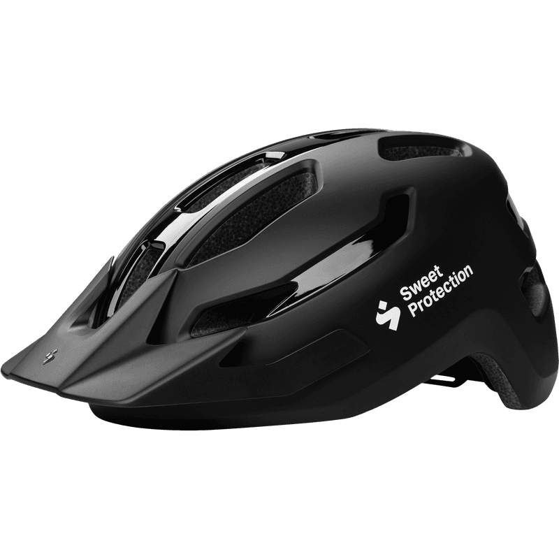 Sweet Protection Ripper mountain bike helmet in Matte Black, three-quarter view.