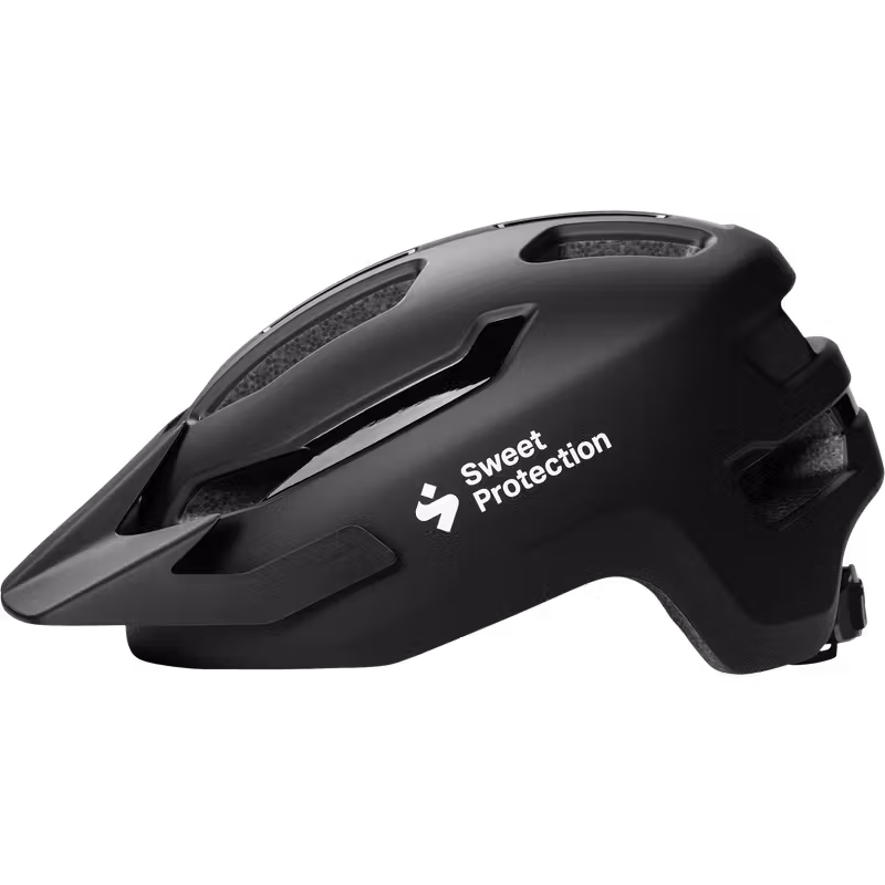 Sweet Protection Ripper mountain bike helmet in Matte Black, side profile view.