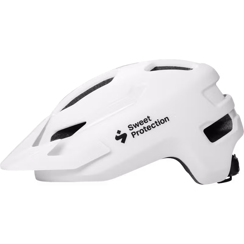 Sweet Protection Ripper mountain bike helmet in Matte White, side profile view.