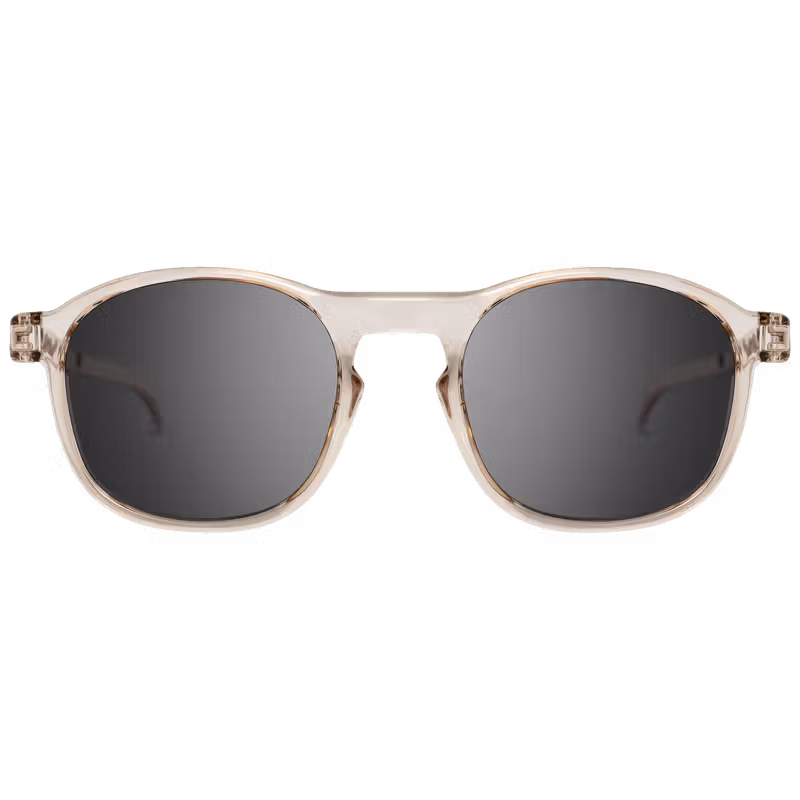 Front view of the Sweet Protection Heat sunglasses in gloss crystal tusken with obsidian black lenses.