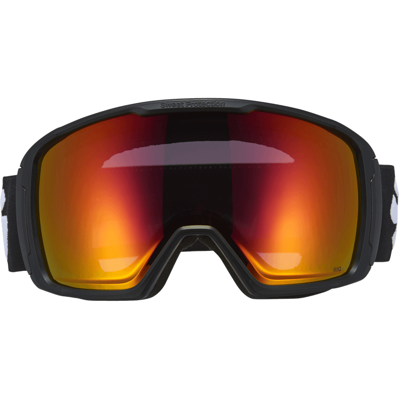 Black Sweet Protection ski goggles, front-facing view showing the red-orange mirrored lens