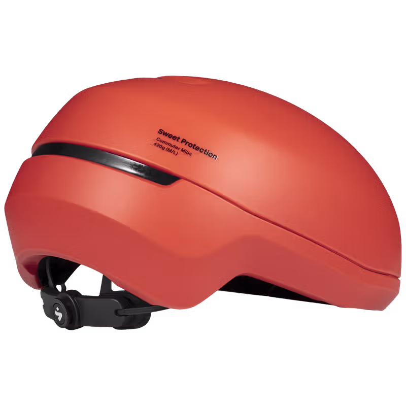 Sweet Protection Commuter Helmet in LAVA, side view.