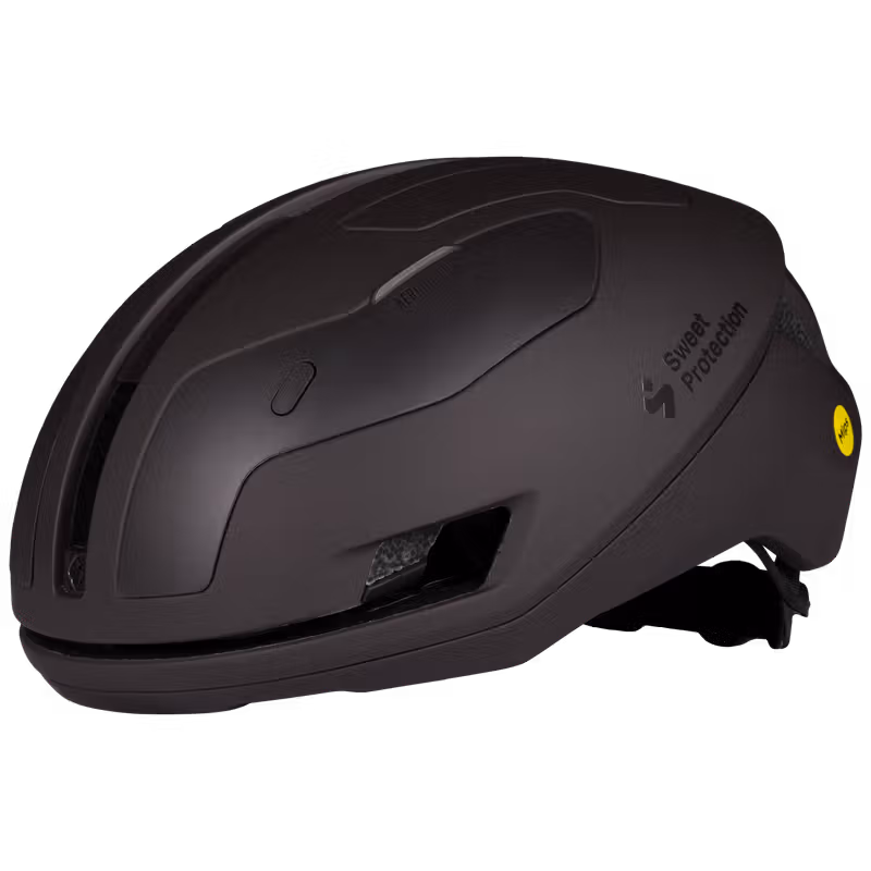 Aerodynamic side view of the Sweet Protection Falconer Aero 2VI Mips helmet in burnt brown, designed for high-performance road cycling.