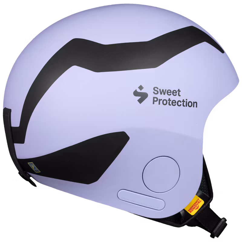 Lavender Sweet Protection MIAMI race helmet, side view with black accents and logo