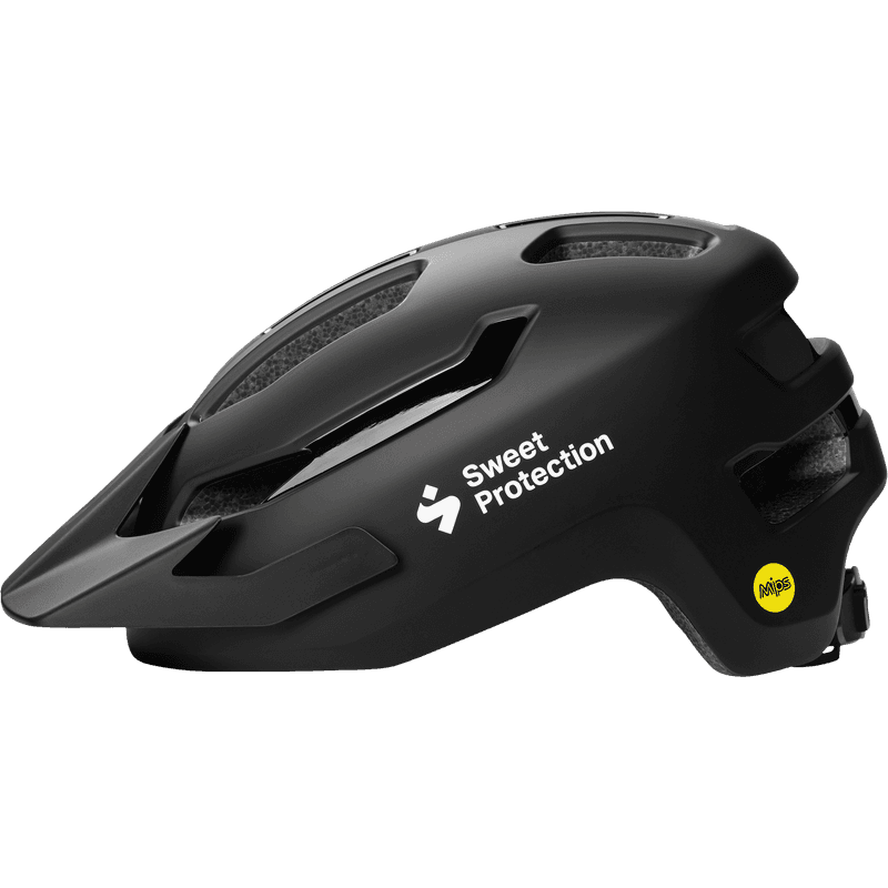 Front angle view of the Sweet Protection Ripper Mips CPSC Helmet in matte black, showing ventilation and MIPS technology.